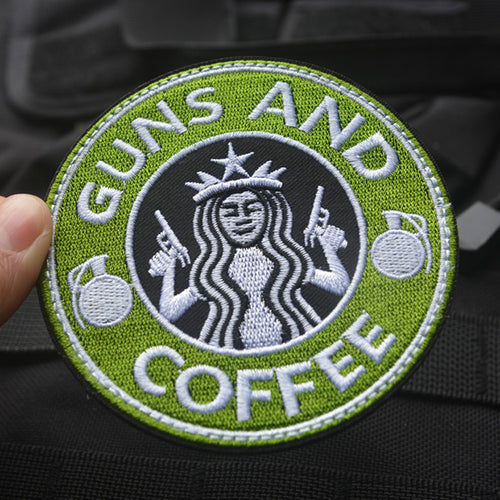 Parody Guns and Coffee Hook and Loop Tactical Morale Patch Free Shipping In The USA Ships From The USA PAT-943
