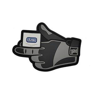 Funny Love Glove Condom PVC Hook and Loop Tactical Morale Patch Ships Free In The USA PAT-965/A/B