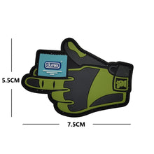 Load image into Gallery viewer, Funny Love Glove Condom PVC Hook and Loop Tactical Morale Patch Ships Free In The USA PAT-965/A/B