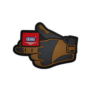 Funny Love Glove Condom PVC Hook and Loop Tactical Morale Patch Ships Free In The USA PAT-965/A/B