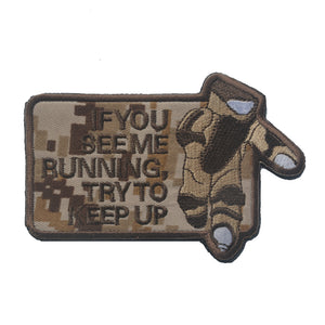 Funny Bomb Squad If you See Me Running Try To Keep Up Police EOD EED ACOE Army Corp Of Engineers Tactical Hook and Loop Morale Patch Ships Free In The USA Ships From The USA