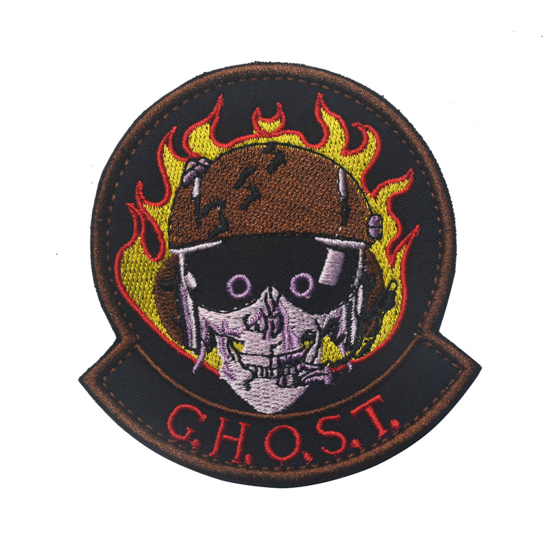 GHOST Squadron Flaming Skull Ukrainian Air Force Pilot Tactical Hook and Loop Morale Patch Ships Free In The USA Ships From The USA