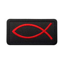 Load image into Gallery viewer, Ichthys Christian Fish Symbol Patch Jesus Christianity Tactical Hook and Loop Morale Patch Ships From The USA Ships Free In The USA PAT-970/A/B/C/D/E/F