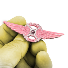 Load image into Gallery viewer, Full size Ladies Pink UAS FAA Commercial Drone Pilot Wings pin Breast Cancer Awareness CL2-011  P-272