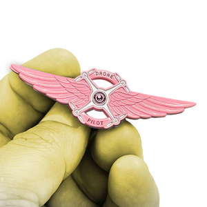 Full size Ladies Pink UAS FAA Commercial Drone Pilot Wings pin Breast Cancer Awareness CL2-011  P-272