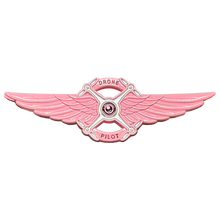 Load image into Gallery viewer, Full size Ladies Pink UAS FAA Commercial Drone Pilot Wings pin Breast Cancer Awareness CL2-011  P-272