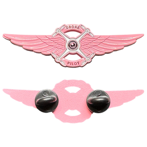 Full size Ladies Pink UAS FAA Commercial Drone Pilot Wings pin Breast Cancer Awareness CL2-011  P-272