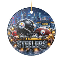 Load image into Gallery viewer, Pittsburgh Steelers Christmas Holiday Ornament Sublimated Ceramic