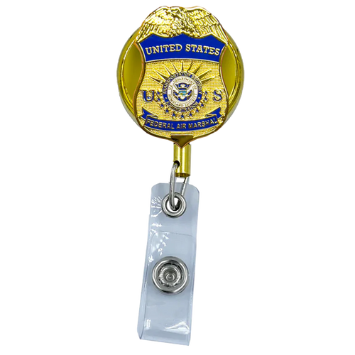 FAM Federal Air Marshal Metal ID Reel retractable Card Holder LL-009 ID-027