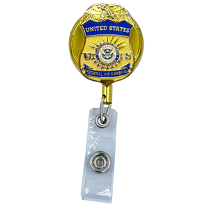FAM Federal Air Marshal Metal ID Reel retractable Card Holder LL-009 ID-027