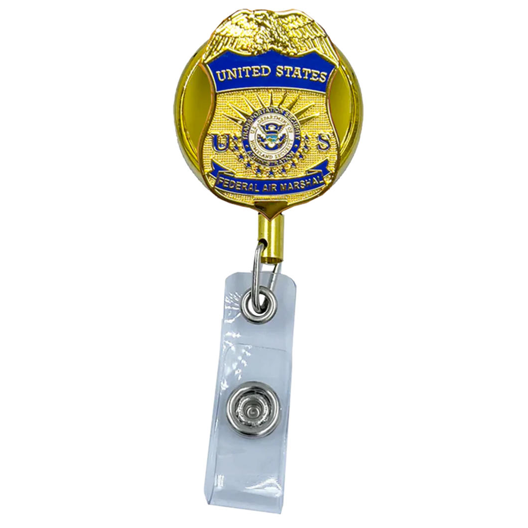 FAM Federal Air Marshal Metal ID Reel retractable Card Holder LL-009 ID-027