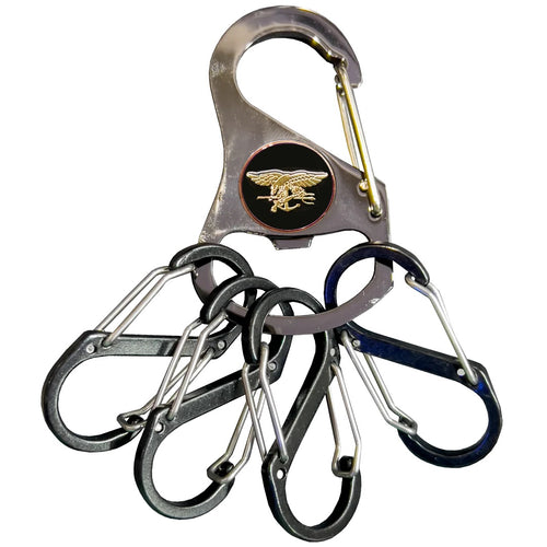 Navy Seal Team 6 Naval Special Warfare Trident Carabiner Keychain 4 carabiner clips bottle opener function