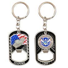 Load image into Gallery viewer, CBP Officer OFO Seaport A-TCET Trade Cruise Ship Passenger Challenge Coin Keychain Bottle Opener GL9-008 KCDT-14