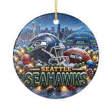 Load image into Gallery viewer, Seattle Seahawks Christmas Holiday Ornament Sublimated Ceramic