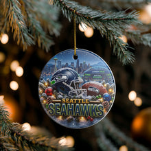 Load image into Gallery viewer, Seattle Seahawks Christmas Holiday Ornament Sublimated Ceramic