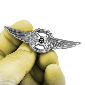 Full size Silver UAS FAA Commercial Drone Pilot Wings pin BL4-018 P-232