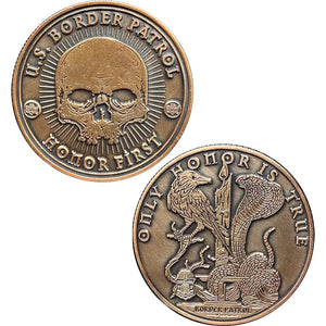 Border Patrol Agent Honor First Challenge Coin snake bird skull GL16-003