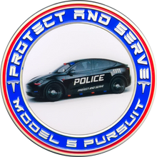 Load image into Gallery viewer, Tesla Police Model S Pursuit Thin Blue Line Challenge Coin Elon Musk GL16-001