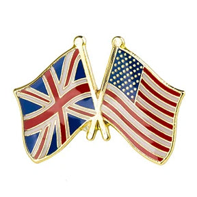 UK and American Flag lapel pin USA UK British England Crossed Flags P-303