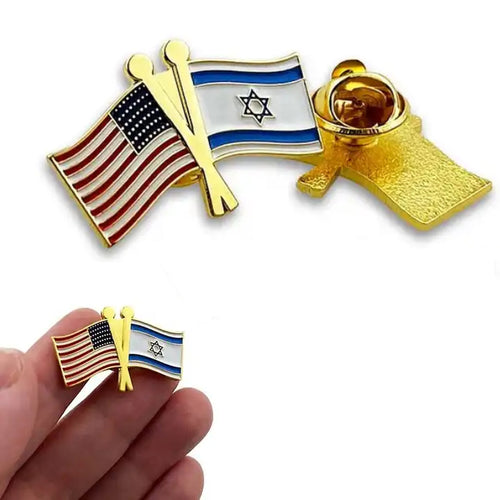 U.S. American Flag and Israeli Flag of Israel Lapel Pin FREE USA SHIPPING SHIPS FREE FROM THE USA P-182Z