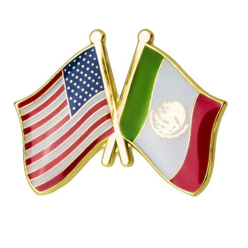 USA Flag Mexico Flag Friendship Lapel Pin Ships Free In The USA P-301