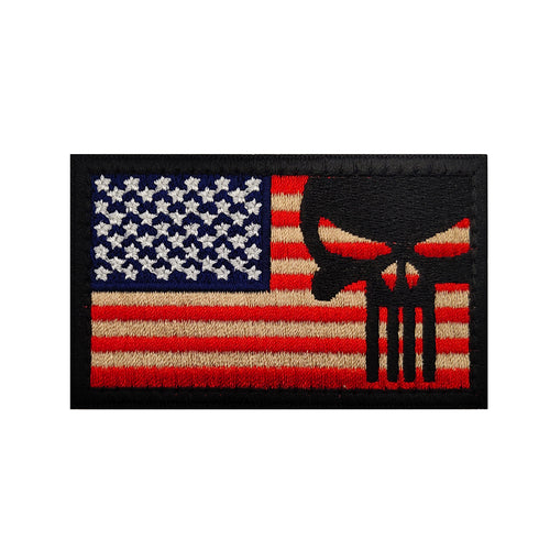USA Flag Skull Military Hook and Loop Tactical Morale Patch Ships Free From The USA PAT-794