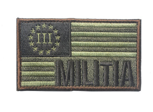 US Flag Militia III 3 Pecenter Military Hook and Loop Tactical Morale Patch Ships Free From The USA PAT-