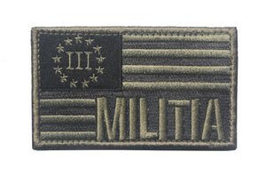 US Flag Militia III 3 Pecenter Military Hook and Loop Tactical Morale Patch Ships Free From The USA PAT-