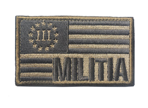 US Flag Militia III 3 Pecenter Military Hook and Loop Tactical Morale Patch Ships Free From The USA PAT-