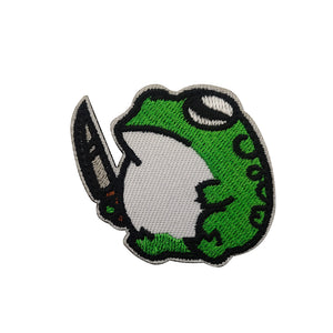 Funny Frog Toad with Knife Embroidered Tactical Hook and Loop Morale Patch  Ships Free In The USA  PAT-828