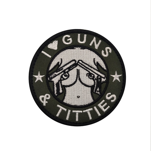 Funny I Heart Guns and Titties Parody Coffee Embroidered Hook and Loop Morale Patch Ships Free From the USA PAT-816
