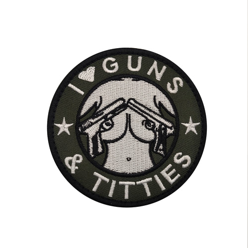 Funny I Love Guns and Titties Parody Coffee Embroidered Hook and Loop Morale Patch Ships Free From the USA PAT-816