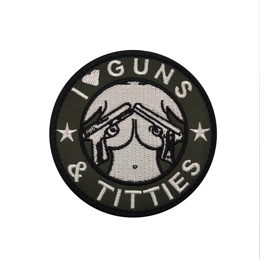 Funny I Heart Guns and Titties Parody Coffee Embroidered Hook and Loop Morale Patch Ships Free From the USA PAT-816