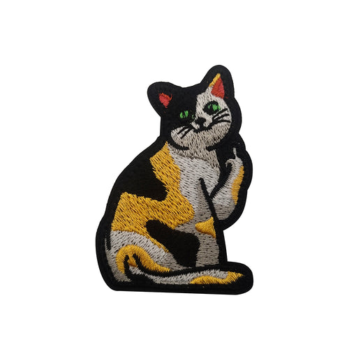 Funny Calico Cat Flipping The Bird Embroidered Tactical Hook and Loop Morale Patch Ships Free In The USA  PAT-814