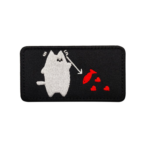 Funny Parody Kitty Cat Blackbeard Pirate Spearing Fish Embroidered Hook And Loop Tactical Morale Patch Ships Free In The USA PAT-809