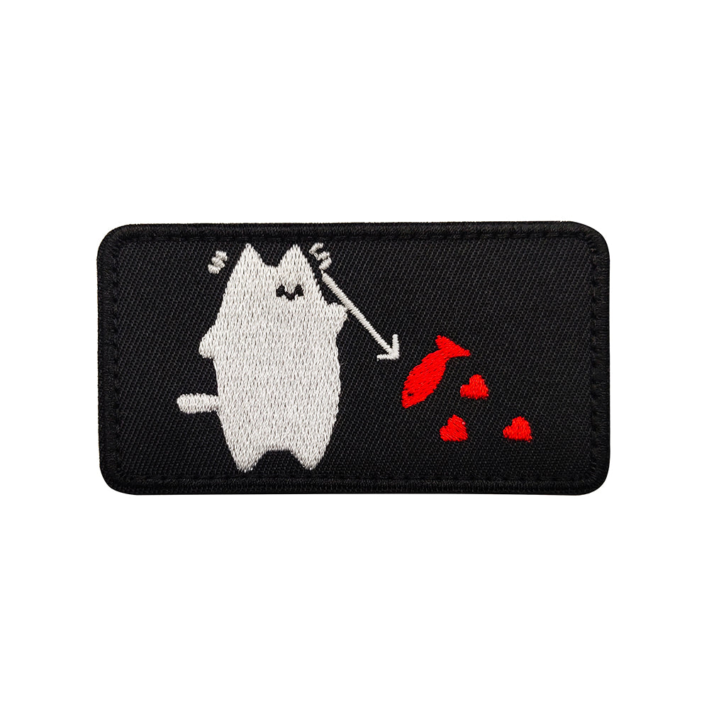 Funny Parody Kitty Cat Blackbeard Pirate Spearing Fish Embroidered Hook And Loop Tactical Morale Patch Ships Free In The USA PAT-809