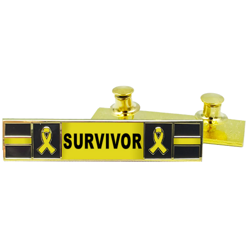 Thin Yellow Line Ribbon Liver Bone Bladder Cancer Ewing Sarcoma Osteosarcoma Survivor commendation bar pin Police Style Awareness Month PBX-008-4 P-257