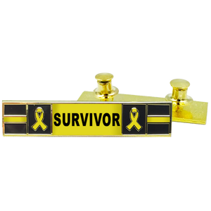 Thin Yellow Line Ribbon Liver Bone Bladder Cancer Ewing Sarcoma Osteosarcoma Survivor commendation bar pin Police Style Awareness Month PBX-008-4 P-257