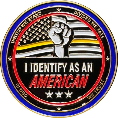 911 Emergency Dispatch Thin Gold Line Challenge Coin Identify As American Thin Yellow Line CL15-08