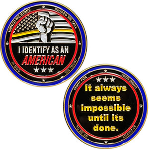 911 Emergency Dispatch Thin Gold Line Challenge Coin Identify As American Thin Yellow Line CL15-08