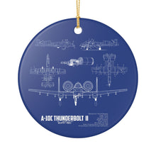 Load image into Gallery viewer, A-10 Thunderbolt Warthog Blueprint Christmas Holiday Ornament Sublimated Ceramic