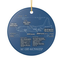 Load image into Gallery viewer, AC-130 Gunship Blueprint Christmas Holiday Ornament Sublimated Ceramic