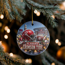 Load image into Gallery viewer, Alabama Crimson Tide Football Christmas Holiday Ornament Sublimated Ceramic