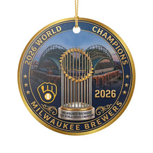 Load image into Gallery viewer, Milwaukee Brewers World Series Champions Christmas Holiday Ornament Sublimated Ceramic