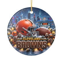 Load image into Gallery viewer, Cleveland Browns Football Christmas Holiday Ornament Sublimated Ceramic