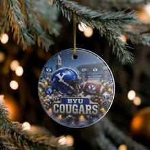 Load image into Gallery viewer, BYU Cougars Football Christmas Holiday Ornament Sublimated Ceramic