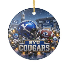 Load image into Gallery viewer, BYU Cougars Football Christmas Holiday Ornament Sublimated Ceramic