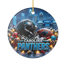 Load image into Gallery viewer, Carolina Panthers Football Christmas Holiday Ornament Sublimated Ceramic