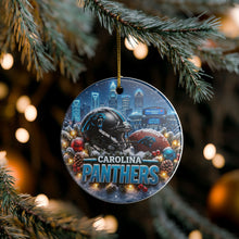 Load image into Gallery viewer, Carolina Panthers Football Christmas Holiday Ornament Sublimated Ceramic