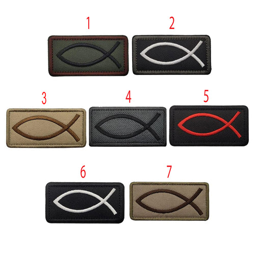 Ichthys Christian Fish Symbol Patch Jesus Christianity Tactical Hook and Loop Morale Patch Ships From The USA Ships Free In The USA PAT-970/A/B/C/D/E/F